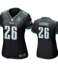 Miles Sanders 26 Philadelphia Eagles Super Bowl LVII Black Game Jersey - Women