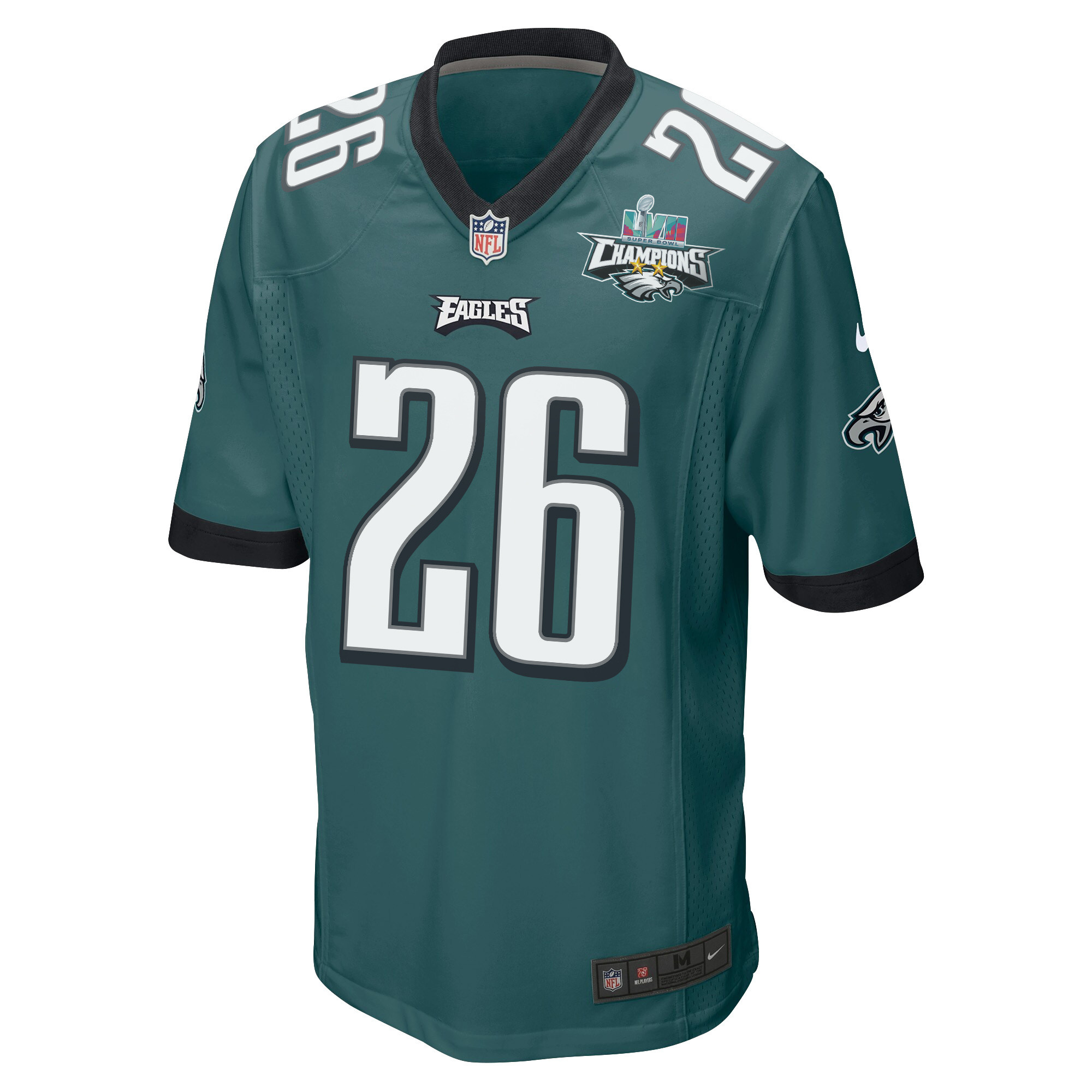Miles Sanders 26 Philadelphia Eagles Super Bowl LVII Champions 2 Stars Men Game Jersey - Midnight Green