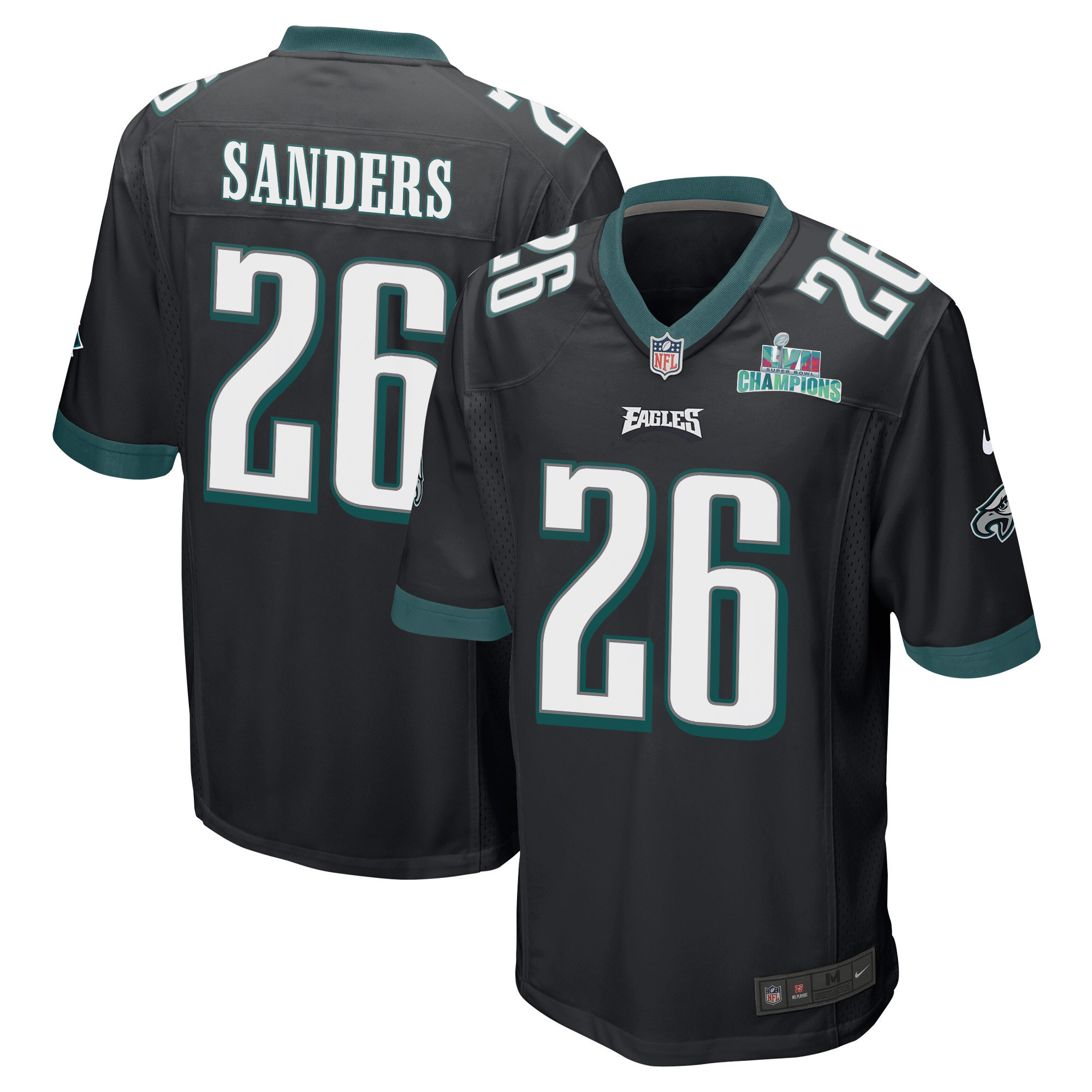 Miles Sanders 26 Philadelphia Eagles Super Bowl LVII Champions Men Game Jersey - Black