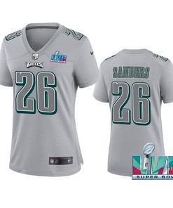 Miles Sanders 26 Philadelphia Eagles Super Bowl LVII Game Jersey - Women Gray