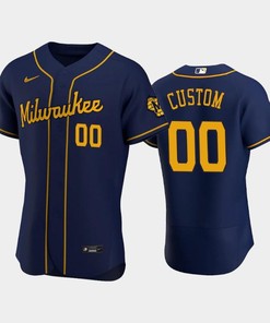Milwaukee Brewers 00 Custom Alternate Team Navy Jersey