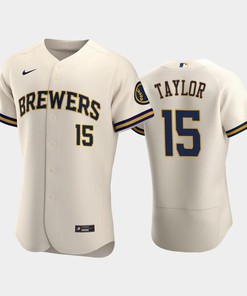 Milwaukee Brewers 15 Tyrone Taylor Home Team Cream Jersey