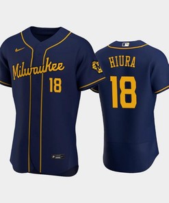 Milwaukee Brewers 18 Keston Hiura Alternate Team Navy Jersey
