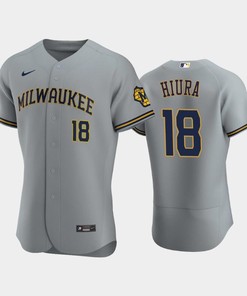 Milwaukee Brewers 18 Keston Hiura Road Team Gray Jersey