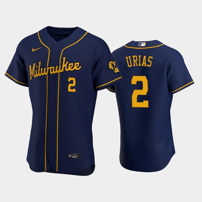 Milwaukee Brewers 2 Luis Urias Alternate Team Navy Jersey