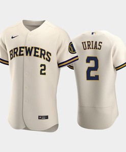 Milwaukee Brewers 2 Luis Urias Home Team Cream Jersey