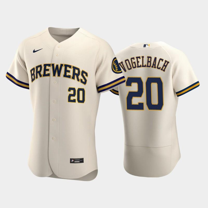 Milwaukee Brewers 20 Daniel Vogelbach Home Team Cream Jersey