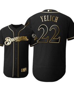 Milwaukee Brewers #22 Christian Yelich Mlb 2019 Golden Brandedition Black Jersey Gift For Brewers Fans