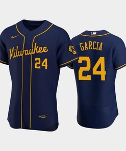 Milwaukee Brewers 24 Avisail Garcia Alternate Team Navy Jersey