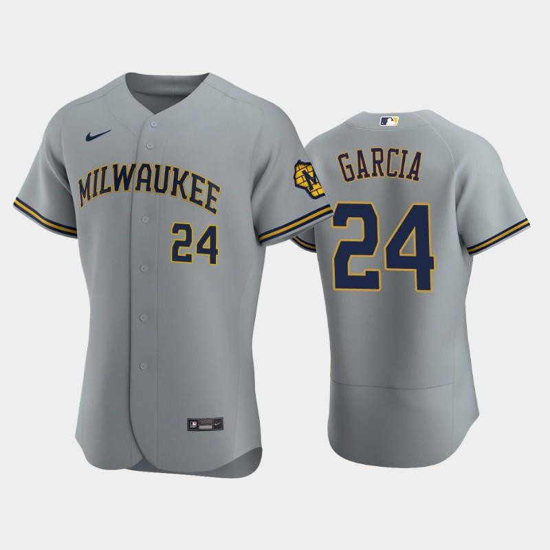 Milwaukee Brewers 24 Avisail Garcia Road Team Gray Jersey