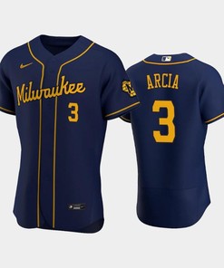 Milwaukee Brewers 3 Orlando Arcia Alternate Team Navy Jersey