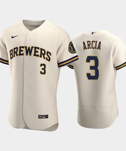 Milwaukee Brewers 3 Orlando Arcia Home Team Cream Jersey