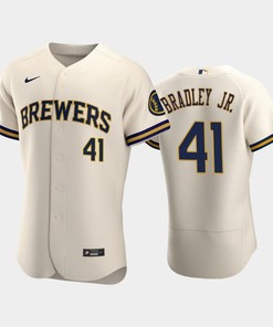 Milwaukee Brewers 41 Jackie Bradley Jr. Home Team Cream Jersey