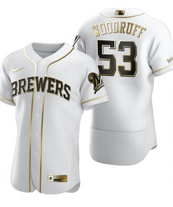 Milwaukee Brewers #53 On Woodruff Mlb Golden Brandedition White Jersey Gift For Brewers Fans