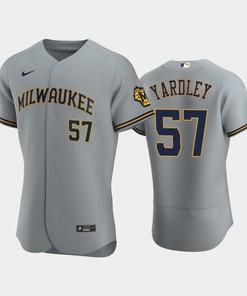 Milwaukee Brewers 57 Eric Yardley Road Team Gray Jersey