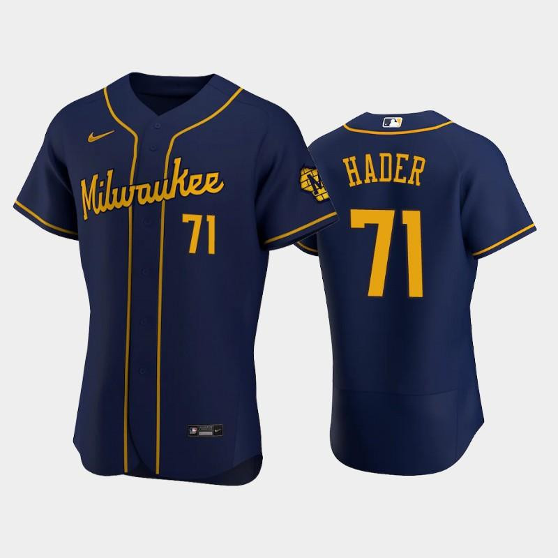 Milwaukee Brewers 71 Josh Hader Alternate Team Navy Jersey