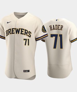 Milwaukee Brewers 71 Josh Hader Home Team Cream Jersey