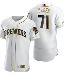Milwaukee Brewers #71 Josh Hader Mlb Golden Brandedition White Jersey Gift For Brewers Fans