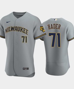 Milwaukee Brewers 71 Josh Hader Road Team Gray Jersey