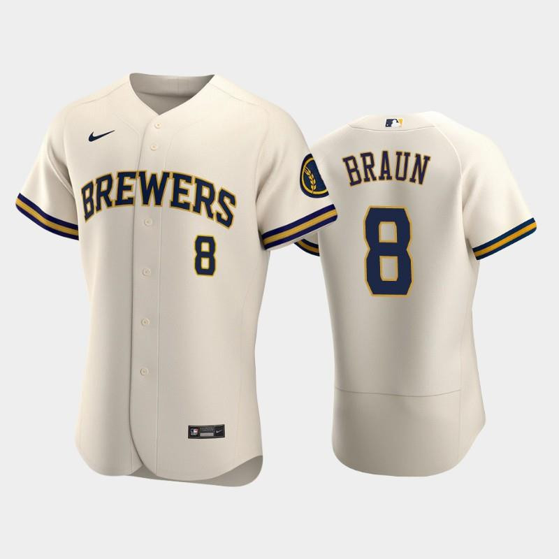 Milwaukee Brewers 8 Ryan Braun Home Team Cream Jersey