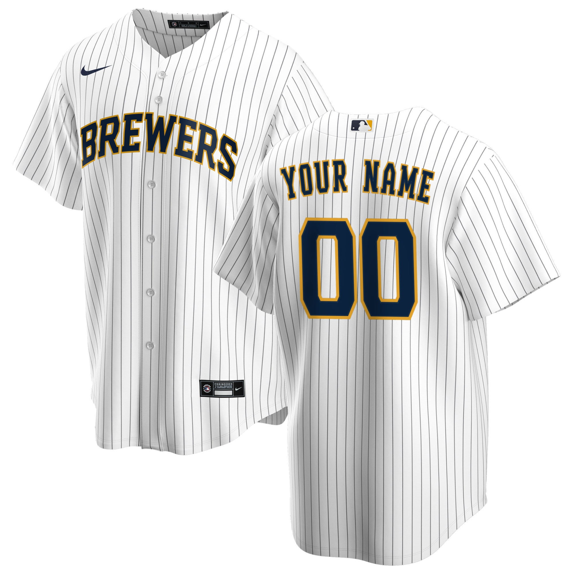 Milwaukee Brewers Alternate Replica Custom Jersey White Custom Jerseys Mlb