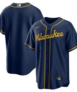 Milwaukee Brewers Alternate Replica Team Jersey - Navy Mlb