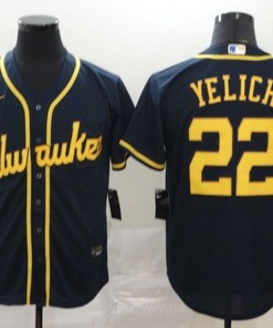 Milwaukee Brewers Christian Yelich #22 2020 Mlb Black Blue Jersey