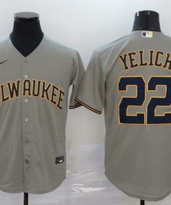 Milwaukee Brewers Christian Yelich #22 2020 Mlb Grey Jersey