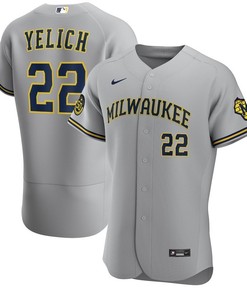 Milwaukee Brewers Christian Yelich #22 2020 Mlb Light Grey Jersey