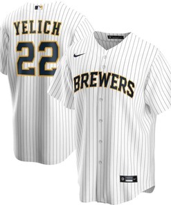 Milwaukee Brewers Christian Yelich #22 2020 Mlb White Jersey A10