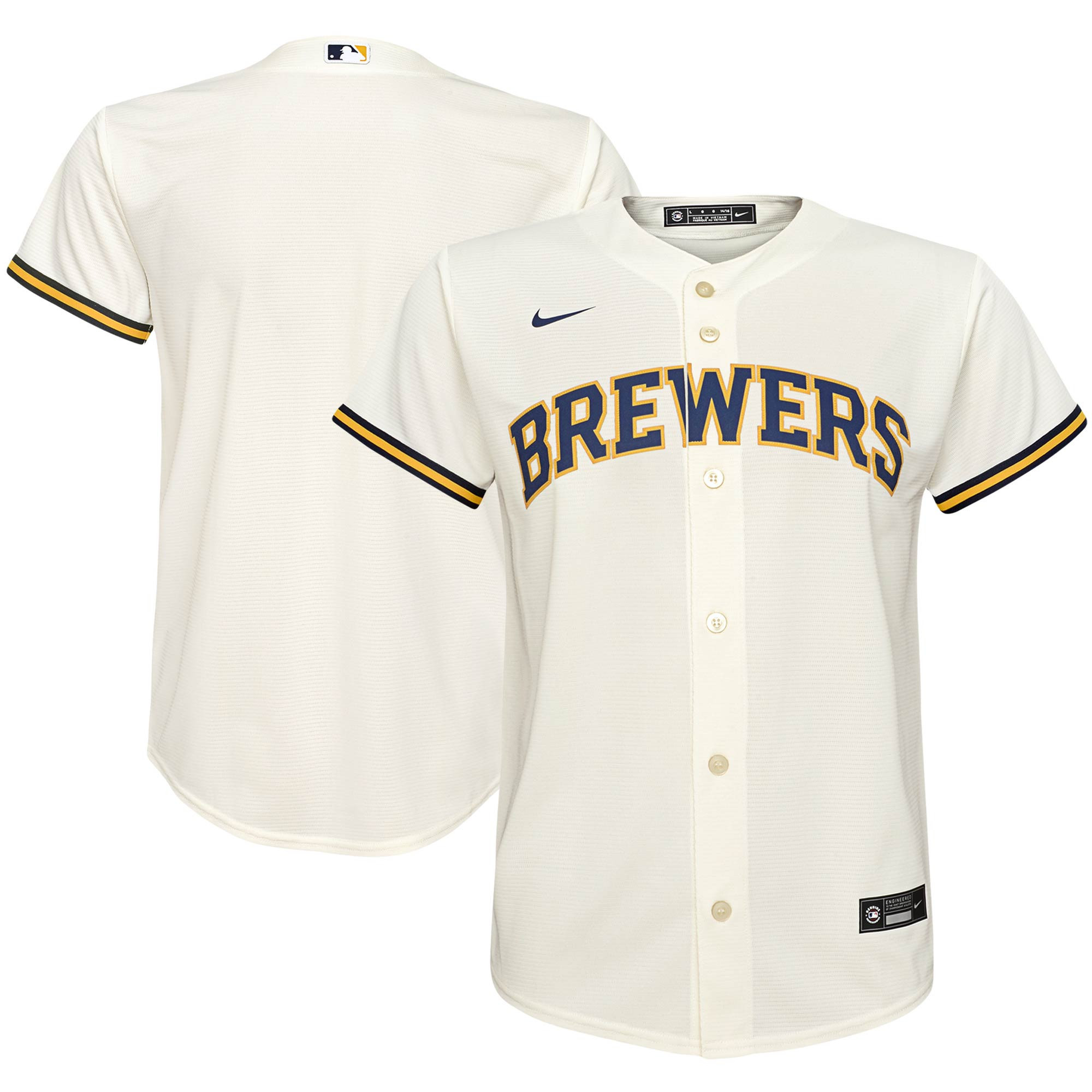 Milwaukee Brewers Home Replica Team Jersey - Cream Mlb