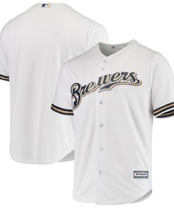 Milwaukee Brewers Majestic Home Official Cool Base Jersey - White Mlb