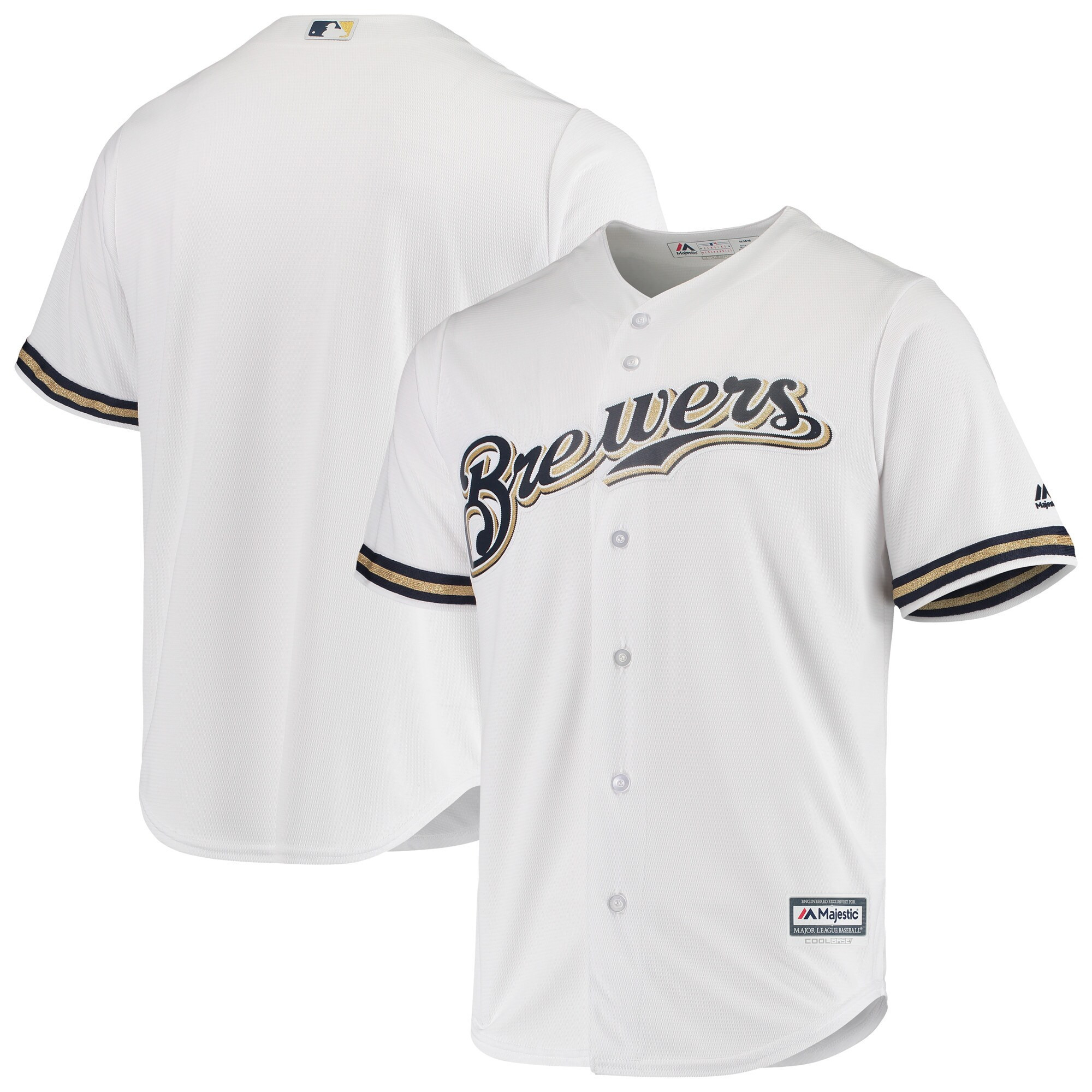 Milwaukee Brewers Majestic Home Official Cool Base Jersey - White Mlb