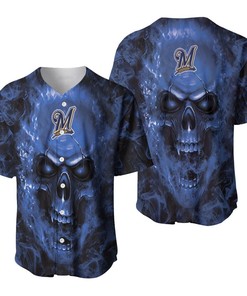 Milwaukee Brewers Mlb Fan Skull Baseball Jersey