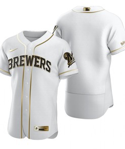 Milwaukee Brewers Mlb Golden Brandedition White Jersey Gift For Brewers Fans