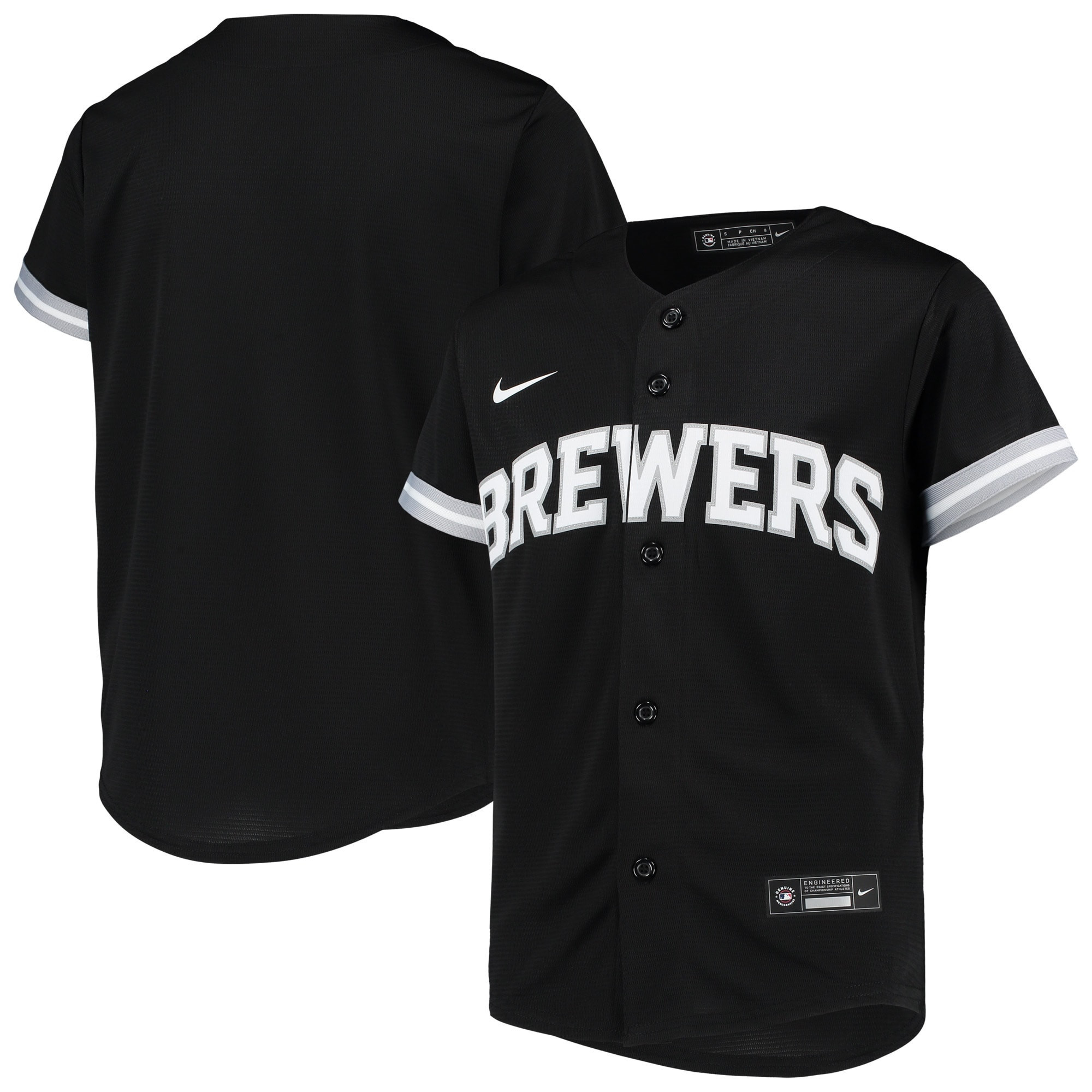 Milwaukee Brewers Replica Team Jersey - Black/white Mlb