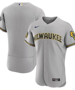 Milwaukee Brewers Road Authentic Team Jersey - Gray Mlb