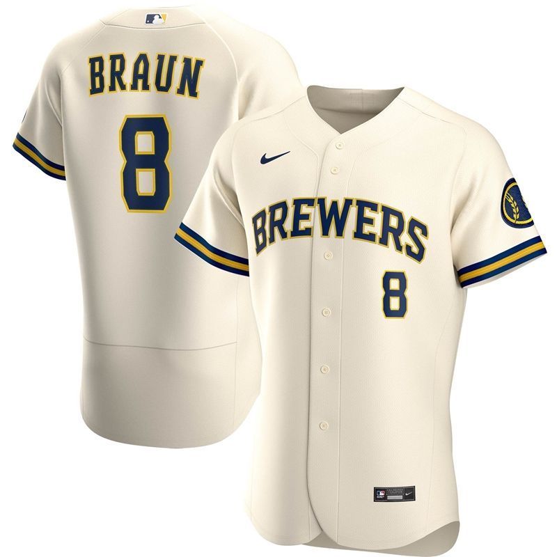 Milwaukee Brewers Ryan Braun #8 2020 Mlb White Jersey