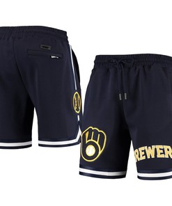 Milwaukee Brewers Team Logo Shorts - Navy, Men