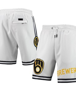 Milwaukee Brewers Team Logo Shorts - White, Men