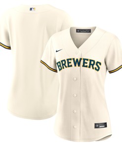 Milwaukee Brewers Womens Home Blank Replica Jersey - Cream Mlb