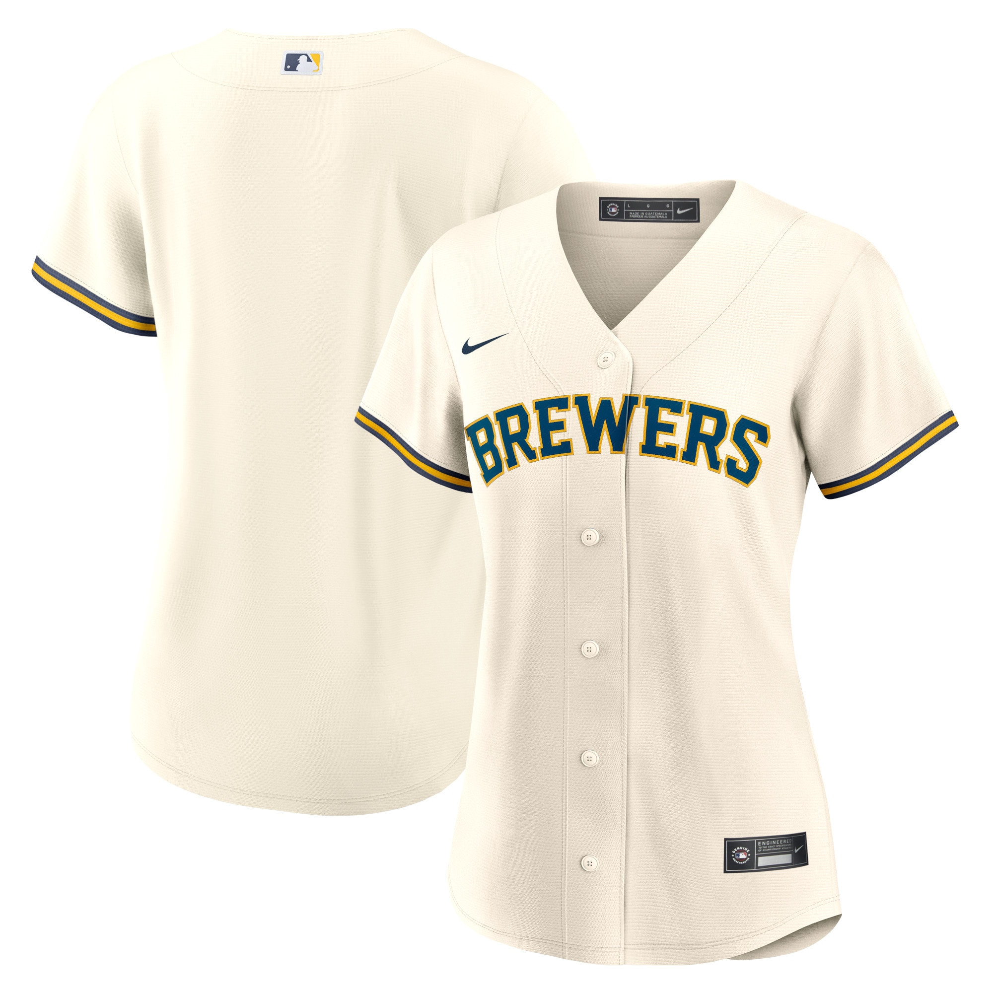 Milwaukee Brewers Womens Home Blank Replica Jersey - Cream Mlb