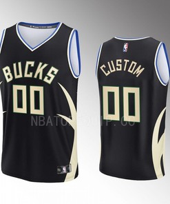 Milwaukee Bucks 00 Custom Statement Edition Men Jersey 2022-23 Fast Break Black