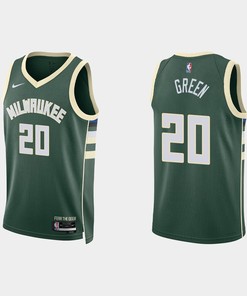 Milwaukee Bucks 20 A. J. Green 2022-23 Icon Edition Hunter Green Men Jersey
