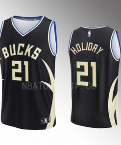 Milwaukee Bucks 21 Jrue Holiday Statement Edition Men Jersey 2022-23 Fast Break Black