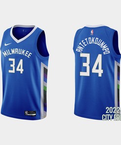 Milwaukee Bucks 34 Giannis Antetokounmpo 2022-23 City Edition Blue Men Jersey