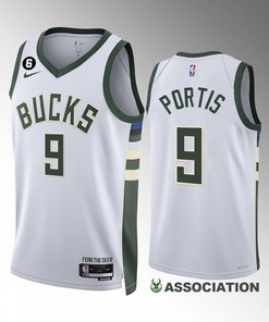 Milwaukee Bucks Bobby Portis 9 White Association Edition Jersey 2022-23 Swingman