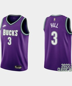 Milwaukee Bucks George Hill 3 2022-23 Classic Edition Purple Men Jersey