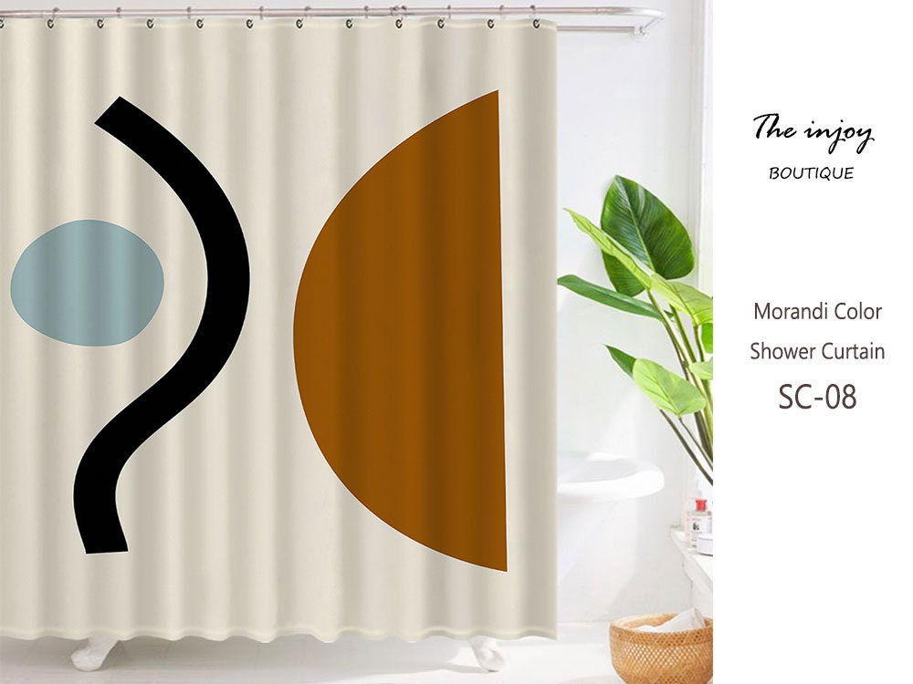 Minimalist Bohemian Abstract Organic Geometric Shapes Shower Curtain for Chic Bathroom Decor