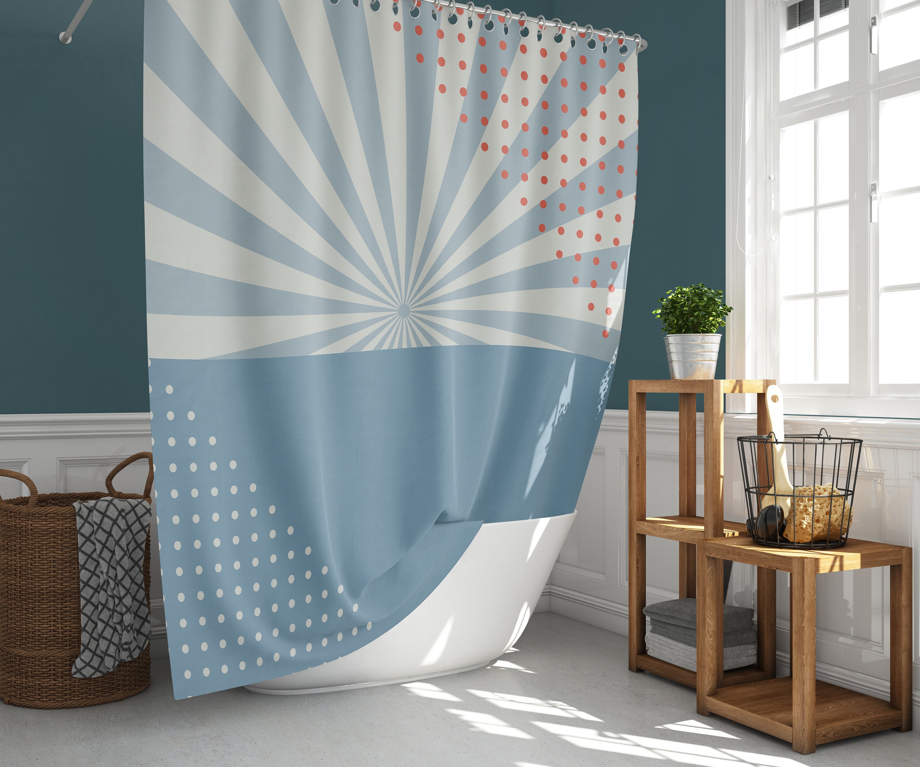 Minimalist Boho Sun Shower Curtain - Fabric Bathroom Curtain for Housewarming Gift